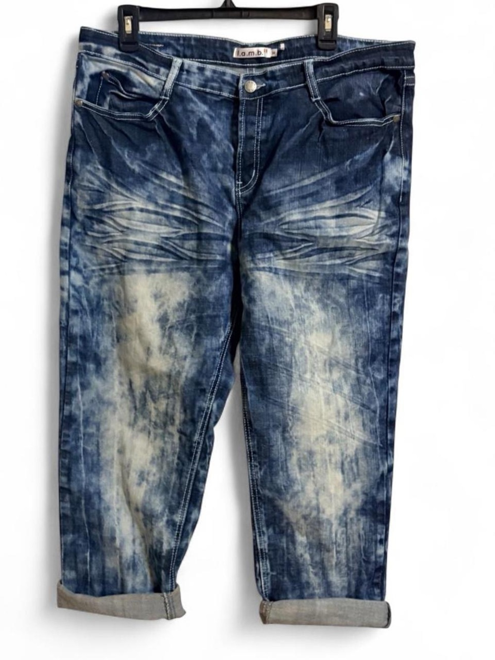 L.A.M.B. Women’s Relaxed Blue Acid Wash Jeans